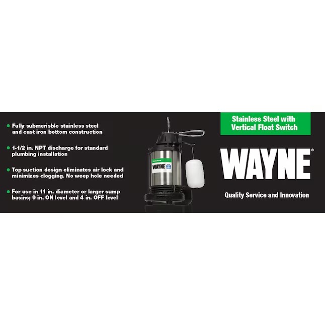 Wayne 58321-WYN3 3/4-HP 120 -Volt 92-Gallon Stainless steel Submersible sump pump Wayne 58321-WYN3 3/4-HP 120 -Volt 92-Gallon Stainless steel Submersible sump pump - Image 5