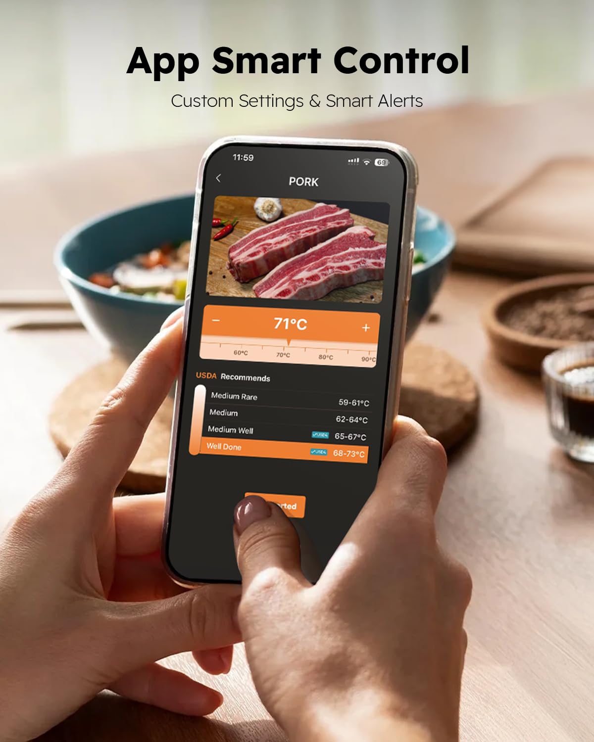 Wireless Meat Thermometer with App Control, 600FT Bluetooth Range, Dual Probes & 6 Sensors, 0.5S Instant Read, LCD Display, IP67 Waterproof Real-Time Monitoring & Smart Alerts for BBQ, Grill, Oven- Wireless Meat Thermometer with App Control, 600FT Bluetooth Range, Dual Probes & 6 Sensors, 0.5S Instant Read, LCD Display, IP67 Waterproof Real-Time Monitoring & Smart Alerts for BBQ, Grill, Oven