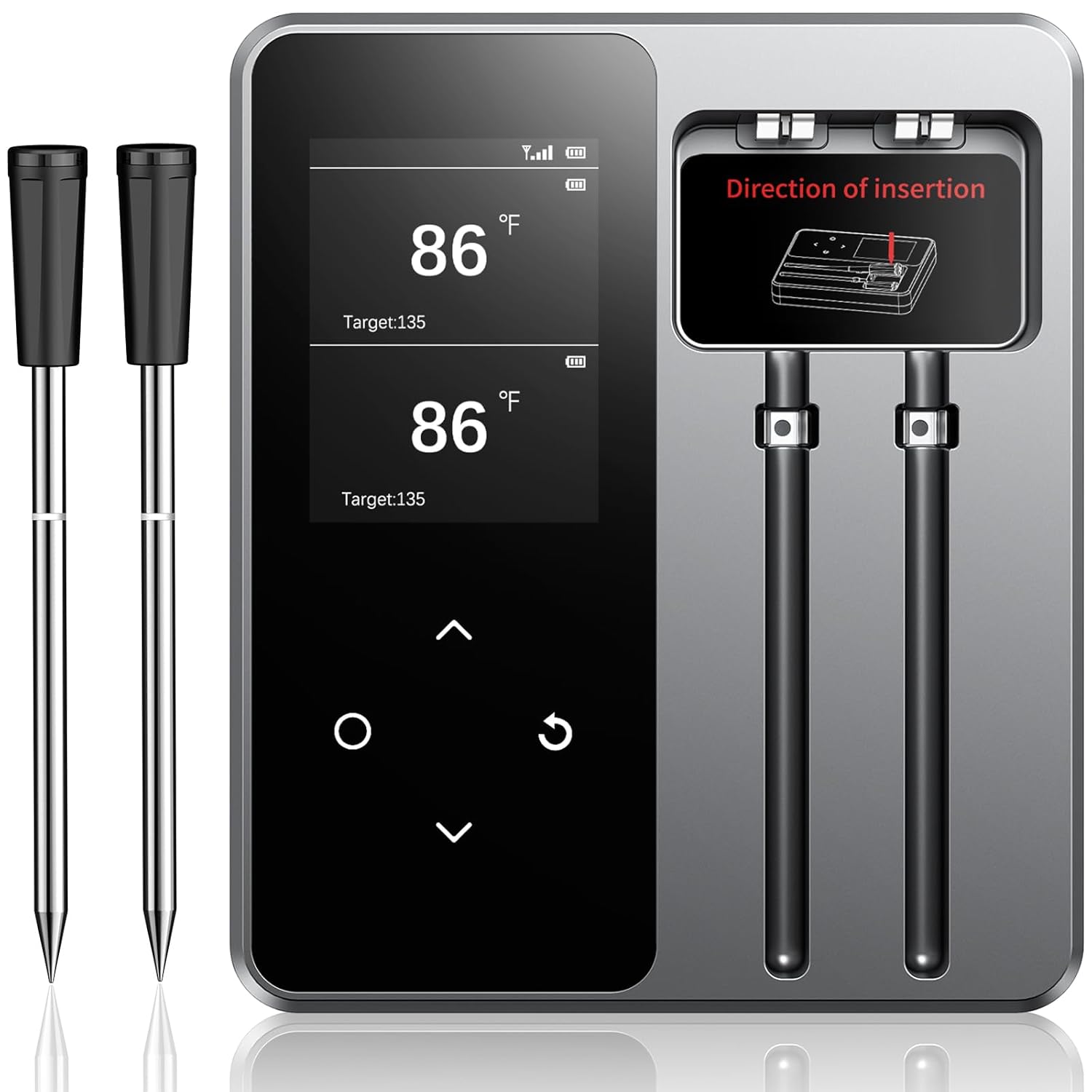 Wireless Meat Thermometer with App Control, 600FT Bluetooth Range, Dual Probes & 6 Sensors, 0.5S Instant Read, LCD Display, IP67 Waterproof Real-Time Monitoring & Smart Alerts for BBQ, Grill, Oven Wireless Meat Thermometer with App Control, 600FT Bluetooth Range, Dual Probes & 6 Sensors, 0.5S Instant Read, LCD Display, IP67 Waterproof Real-Time Monitoring & Smart Alerts for BBQ, Grill, Oven