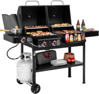 ZH3005 2-Burner Gas and Charcoal Combo Grill with Side Burner, 34,000 BTU Dual Fuel Grill, 823 Sq. In. Cooking Area, for Outdoor Patio Garden Picnic Backyard Cooking, Black