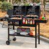 ZH3005 2-Burner Gas and Charcoal Combo Grill with Side Burner, 34,000 BTU Dual Fuel Grill, 823 Sq. In. Cooking Area, for Outdoor Patio Garden Picnic Backyard Cooking, Black
