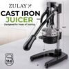 Zulay Kitchen Cast Iron Juicer - Easy-to-Clean Heavy-Duty Manual Juicer, Professional Citrus Juicer - Stainless Steel Lemon Squeezer - Manual Citrus Press & Orange Squeezer - Orange Juicer (Black)