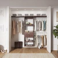 allen + roth Hartford Reach-in Tower system Java Ventilated Shelving Wood Closet System
