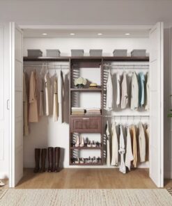 allen + roth Hartford Reach-in Tower system Java Ventilated Shelving Wood Closet System
