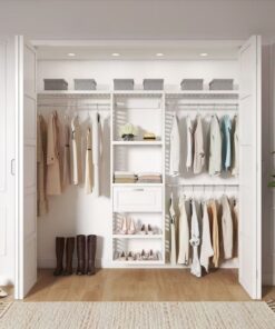 allen + roth Hartford Reach-in Tower system White Ventilated Shelving Wood Closet System