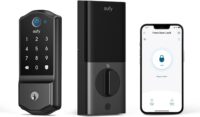eufy Security Smart Lock C220, Fingerprint Keyless Entry Door Lock, Built-in Wi-Fi, App Remote Control, Front Door Smart Lock Deadbolt, 8Months Battery, Reliable Power, IP53, Black, Traditional
