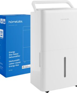 hOmeLabs Dehumidifier - Advanced Humidity & Moisture Control, Quiet, Efficient, Auto Shut-off, Ideal for Home, Basement, Office - 3,500 Sq Ft Wi-Fi (25 Pint MAX 64 Pint at 95°F, 90% RH)