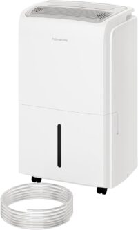 hOmeLabs Dehumidifier for Home, Office, Basements with Powerful Moisture Removal, Humidity Control, Auto Shut-off, Quiet Operation - 6,000 Sq Ft Rooms (40 Pint MAX 104 Pint at 95°F, 90% RH) with Pump