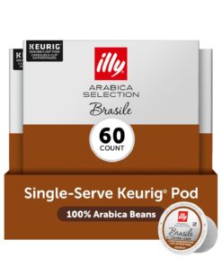 illy Coffee K Cup, Pods for Keurig Machines, Brasile Single Origin Roast, 100% Arabica, Premium Italian Coffee, 10 Count, 6 Pack
