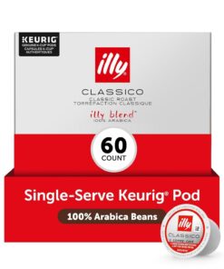 illy Coffee K Cup, Pods for Keurig Machines Classico Medium Roast, 100% Arabica, Premium Italian Coffee, 10 Count, 6 Pack
