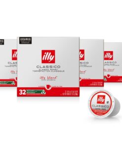 illy Coffee K Cup, Pods for Keurig Machines, Classico Medium Roast, 100% Arabica, Premium Italian Coffee, 32 Count, 4 Pack