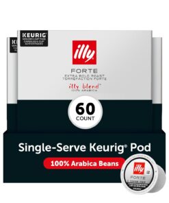 illy Coffee K Cup, Pods for Keurig Machines, Forte Dark Roast, 100% Arabica, Premium Italian Coffee, 10 Count, 6 Pack