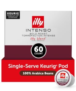illy Coffee K Cup, Pods for Keurig Machines, Intenso Dark Roast, 100% Arabica, Premium Italian Coffee, 10 Count, 6 Pack