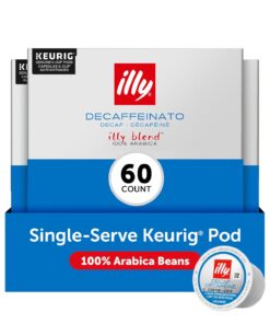 illy Decaf Coffee K Cup, Pods for Keurig Machines, Classico Decaffeinated Medium Roast, 100% Arabica, Premium Italian Coffee, 10 Count, 6 Pack