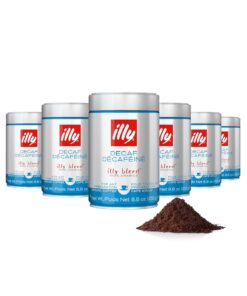 illy Decaf Ground Espresso Coffee, Classico Decaffeinated Medium Roast, 100% Arabica, Premium Italian Coffee, Pre-Ground for Espresso Machines, 8.8oz, 6 Pack