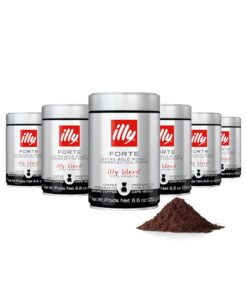 illy Ground Drip Coffee, Forte Dark Roast, 100% Arabica, Premium Italian Coffee, Pre-Ground for Drip Brewers, 8.8oz, 6 Pack