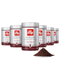 illy Ground Drip Coffee, Intenso Dark Roast, 100% Arabica, Premium Italian Coffee, Pre-Ground for Drip Brewers, 8.8oz, 6 Pack