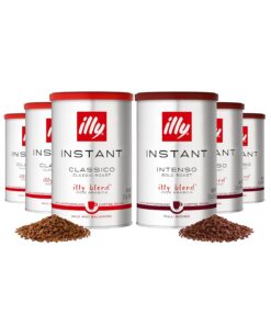 illy Instant Coffee, Classico Medium & Intenso Dark Roasts, 100% Arabica, Premium Italian Coffee, 3.3oz, 6 Variety Pack