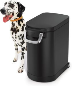 simplehuman 25 Liter, 27 lb 12.2 kg Medium Pet Food Storage Container for Dog Food, Cat Food, and Bird Feed, Alloy Steel, Matte Black