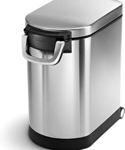 simplehuman 25 Liter, 27 lb / 12.2 kg Medium Pet Food Storage Container for Dog Food, Cat Food, and Bird Feed, Brushed Stainless Steel