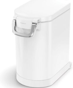 simplehuman 25 Liter, 27 lb / 12.2 kg Medium Pet Food Storage Container for Dog Food, Cat Food, and Bird Feed, White