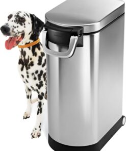 simplehuman 35 Liter, 40 lb / 18.1 kg X-Large Pet Food Storage Container for Dog Food, Cat Food, and Bird Feed, Brushed Stainless Steel