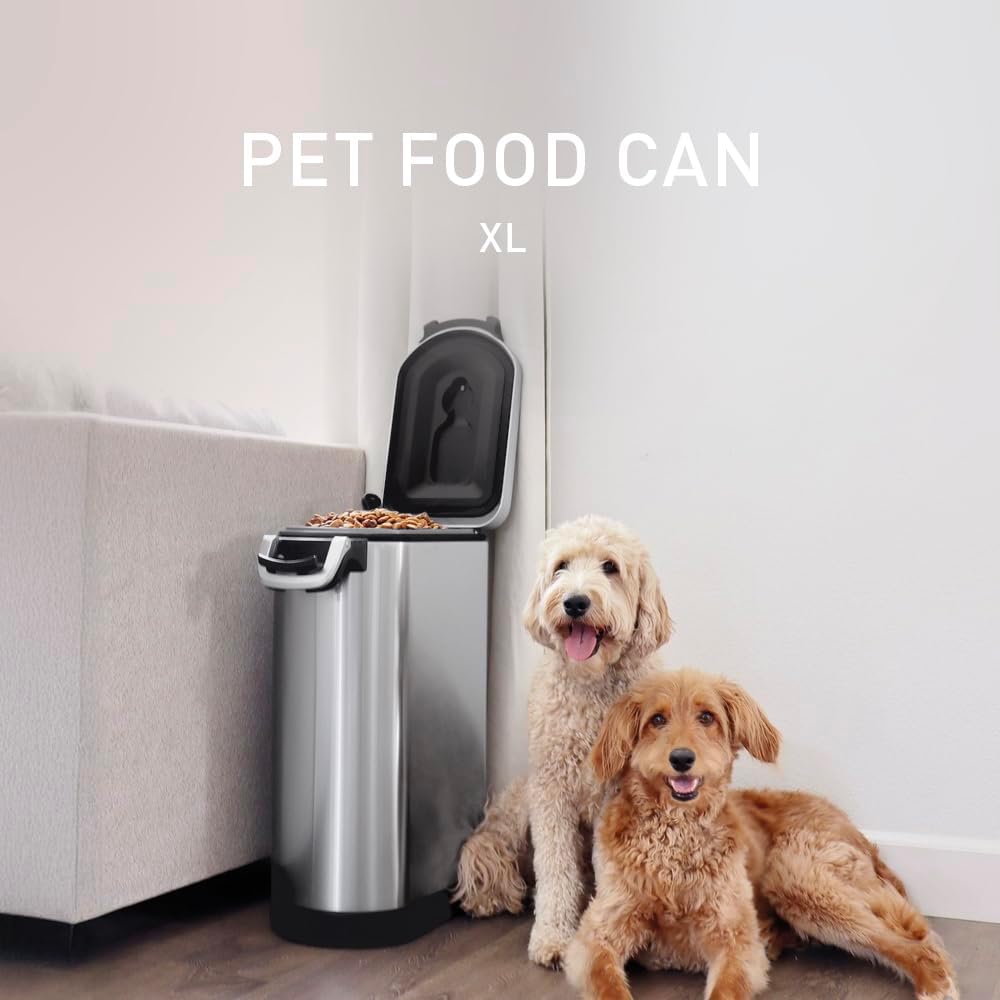 simplehuman 35 Liter, 40 lb 18.1 kg X-Large Pet Food Storage Container for Dog Food, Cat Food, and Bird Feed, Brushed Stainless Steel1 simplehuman 35 Liter, 40 lb / 18.1 kg X-Large Pet Food Storage Container for Dog Food, Cat Food, and Bird Feed, Brushed Stainless Steel