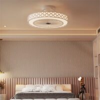BABOOM BOM-1592109-OR Low Profile Ceiling Fan with LED Light 19-in White with ABS Blades LED Flush Mount Cage Ceiling Fan With Light and Remote Control Included 7 -Blade