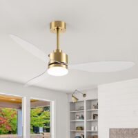 Breezary 30011-BK 52-in Gold with Clear Blades LED Propeller Ceiling Fan With Light and Remote Control Included 3 -Blade