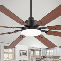 Breezary 30032-ORBG Windmill 72-in Dark Brown with Black and Dark Walnut Blades LED Ceiling Fan With Light and Remote Control Included 8 -Blade