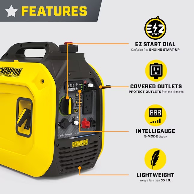 Champion Power Equipment 201317 CO Shield Ultralight Quiet Technology 2500 -Watt Single Fuel (Gasoline) Inverter Generator12_11zon Champion Power Equipment 201317 CO Shield Ultralight Quiet Technology 2500 -Watt Single Fuel (Gasoline) Inverter Generator