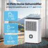 Elexnux GTN-SDL-30P 30 pt. Dehumidifier (For Rooms 1001 - 1500 sq. ft) For Basements, Bathrooms, Crawlspaces, in White