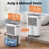 Elexnux LW-OL22-BD076E 50 pt. Dehumidifier (For Rooms 3001+ sq. ft) For Basements, Bathrooms, Crawlspaces, in White