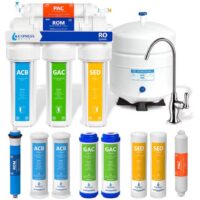 Express Water RO5DX 5-stage Membrane Reverse Osmosis Filtration Under Sink Water Filtration System with Chrome Faucet