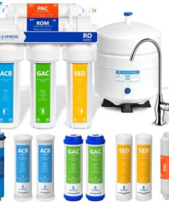 Express Water RO5DX 5-stage Membrane Reverse Osmosis Filtration Under Sink Water Filtration System with Chrome Faucet