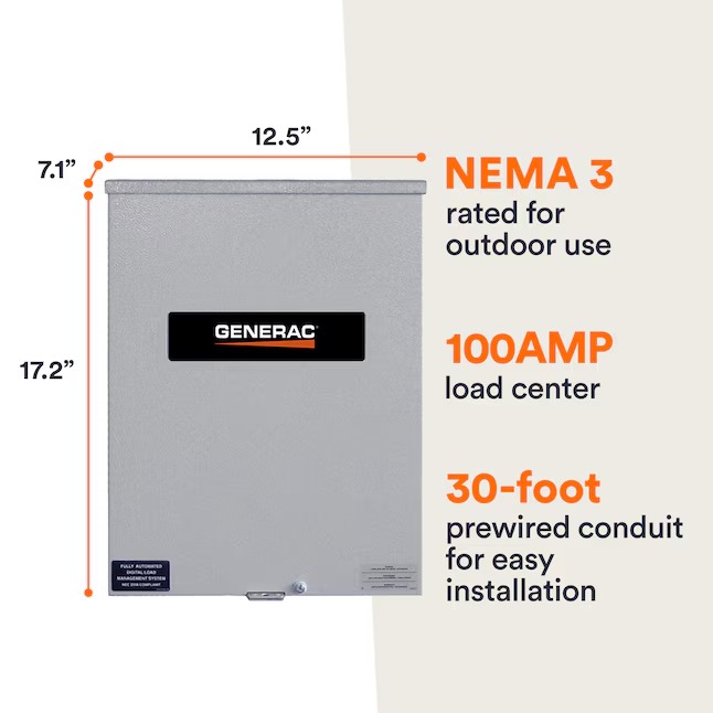 Generac RXSW100A3 100 -Amp Service rated single-phase Automatic Transfer Switch255_11zon Generac RXSW100A3 100 -Amp Service rated single-phase Automatic Transfer Switch