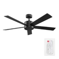 Globe Electric 37000087 52-in Matte Black with Black/Brown Blades Ceiling Fan Without Light and Wall Switch Included 5 -Blade