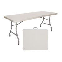 Hampden Furnishings HMDVTCF3072 2.5-ft x 6-ft Indoor or outdoor Rectangle Polypropylene Gray Folding card table 8 -Person