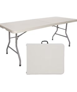 Hampden Furnishings HMDVTCF3072 2.5-ft x 6-ft Indoor or outdoor Rectangle Polypropylene Gray Folding card table 8 -Person
