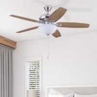 Harbor Breeze 40956 Coastal Creek 52-in Brushed Nickel with Toffee/cocoa Blades Ceiling Fan With Light and Pull Chain Included 5 -Blade