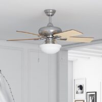 Harbor Breeze 41363 Caratuk River 42-in Brushed Nickel with Auburn/Blonde Blades Downrod or Flush Mount Ceiling Fan With Light and Pull Chain Included 5 -Blade