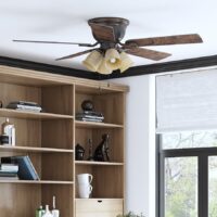 Harbor Breeze 41521 Centreville 52-in Oil-Rubbed Bronze with Auburn/Mink Blades Flush Mount Ceiling Fan With Light and Pull Chain Included 5 -Blade