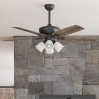 Harbor Breeze 41948 Notus 52-in Bronze with Mocha/Sienna Blades Ceiling Fan With Light and Pull Chain Included 5 -Blade