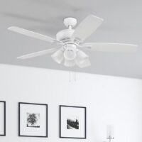 Harbor Breeze 41949 Notus 52-in White with White/driftwood Blades Ceiling Fan With Light and Pull Chain Included 5 -Blade