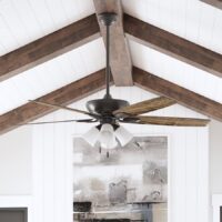 Harbor Breeze 42070 Macon Bay 62-in Bronze with Mocha/Toffee Blades Ceiling Fan With Light and Pull Chain Included 5 -Blade