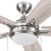 Harbor Breeze 42132 Audiss 44-in Brushed Nickel with Driftwood/Nutmeg Blades LED Ceiling Fan With Light and Pull Chain Included 5 -Blade Harbor Breeze 42132 Audiss 44-in Brushed Nickel with Driftwood/Nutmeg Blades LED Ceiling Fan With Light and Pull Chain Included 5 -Blade