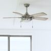 Harbor Breeze 42132 Audiss 44-in Brushed Nickel with Driftwood/Nutmeg Blades LED Ceiling Fan With Light and Pull Chain Included 5 -Blade