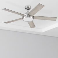 Harbor Breeze 42311 Camden 52-in Brushed Nickel with Driftwood/Sienna Blades LED Ceiling Fan With Light and Remote Control Included 5 -Blade