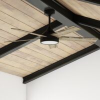 Harbor Breeze 42312 Camden 52-in Matte Black with Mocha/Cocoa Blades LED Ceiling Fan With Light and Remote Control Included 5 -Blade