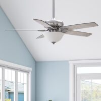 Harbor Breeze 42473 Oxford 52-in Brushed Nickel with Driftwood/Toffee Blades Ceiling Fan With Light and Remote Control Included 5 -Blade